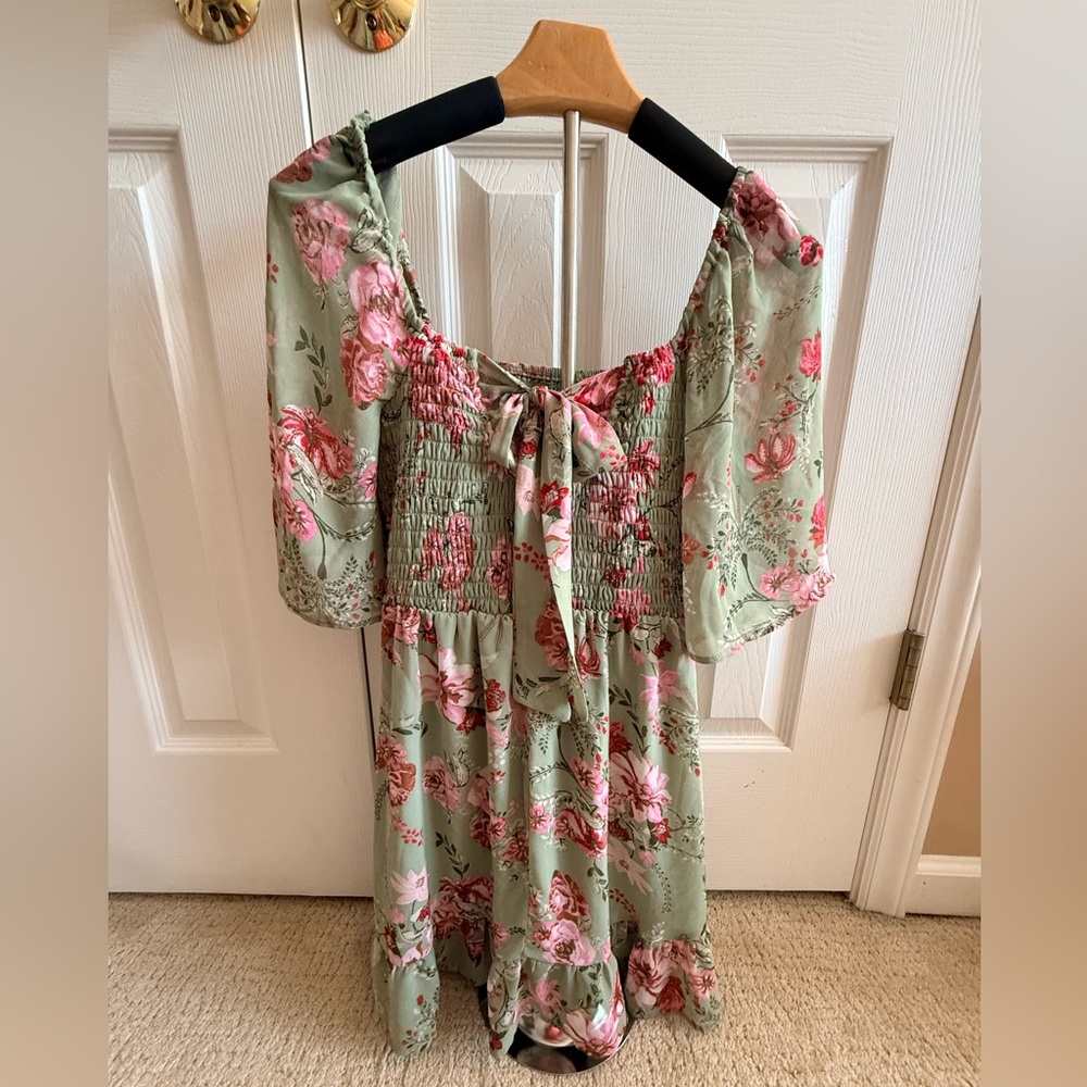 Lily Rose Green and Pink Floral Top - Picture 3 of 5